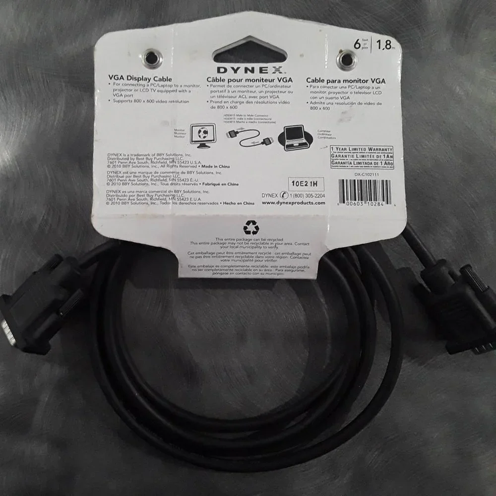 DYNEX VGA 6' PC MONITOR REPLACEMENT CABLE DX-C102111 - NEW OLD STOCK